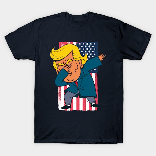 Funny Dabbing Donald Trump US Election USA Flag Mens Womens T-Shirt by pipsmerch